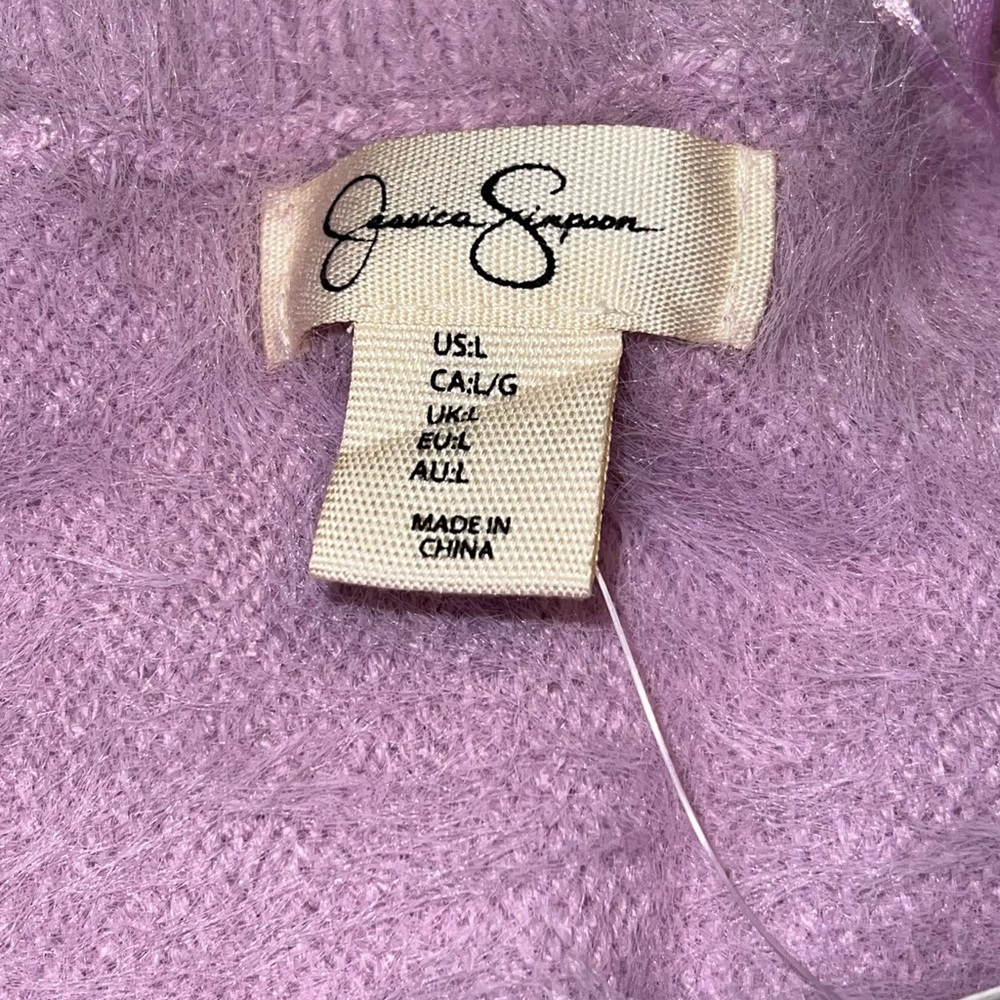 #2 NWT Jessica Simpson Lavender Eyelash Cropped Sweater LARGE - Picture 6 of 10